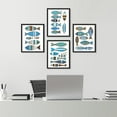 thumbnail image 1 of PixonSign Framed Wall Art Coastal Charm Wooden Fish Illustrations Posters, Set of 4 Rustic Nautical Fine Art Multicolor Boho Canvas Prints for Bedroom, Living Room, Office - 12"x16" Black, 1 of 5