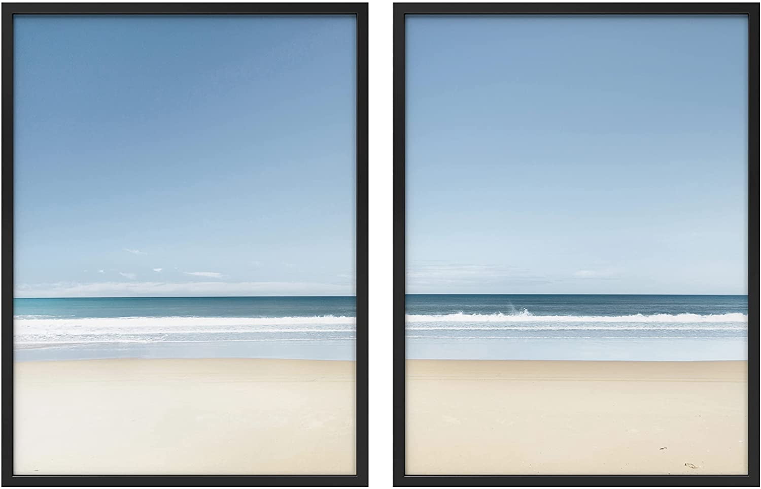 PixonSign Framed Wall Art Collage Print Gallery Set Beach & Sea Waves ...