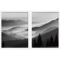 thumbnail image 1 of PixonSign Framed Wall Art Collage Print Gallery Set Mountain Valley with Mist Nature Wilderness Photography Realism Rustic Landscape Black and White for Living Room, Bedroom, Office - 12"x16"x2 WHITE, 1 of 6