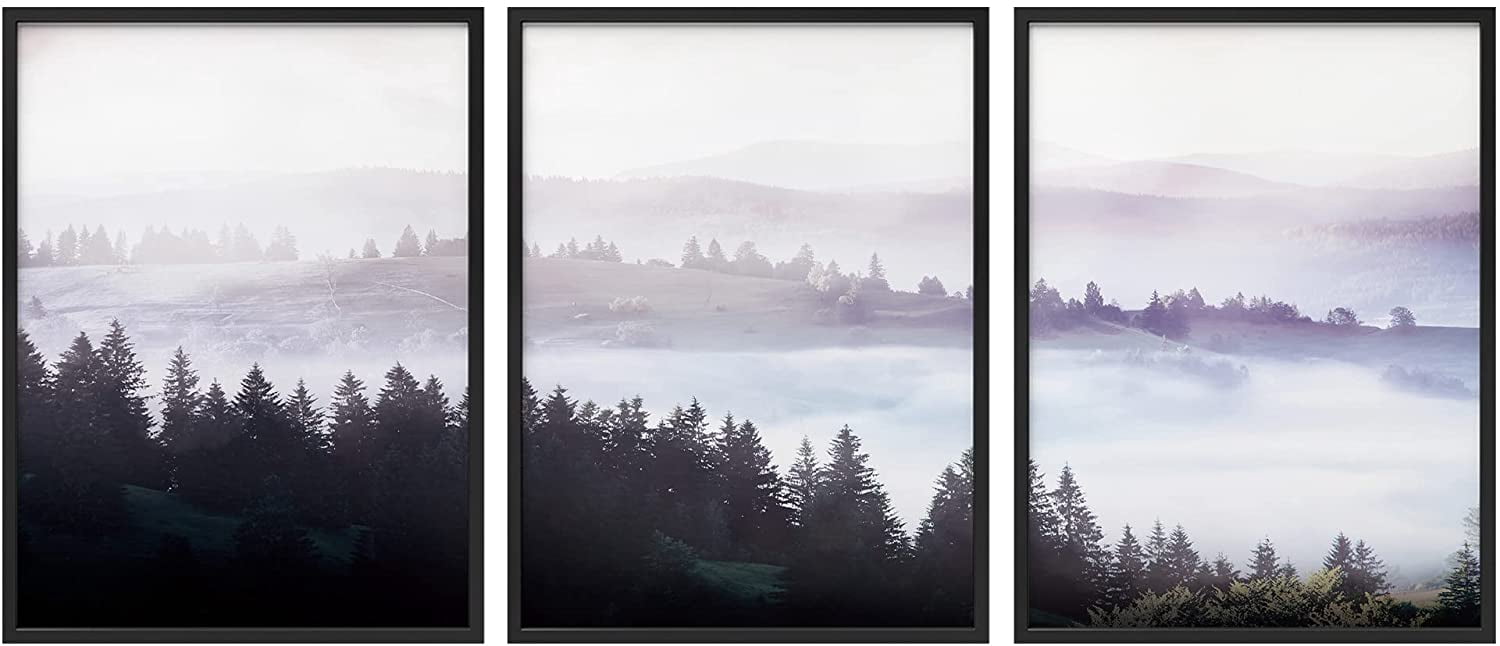 PixonSign Framed Wall Art Collage Print Gallery Set Watercolor Purple ...