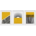 thumbnail image 1 of PixonSign Framed Wall Art Collage Print Gallery Set Yellow Black Paint Stroke and Polygon Color Block Variety Abstract Shapes Illustrations Modern for Living Room, Bedroom, Office - 12"x16"x3 WHITE, 1 of 6