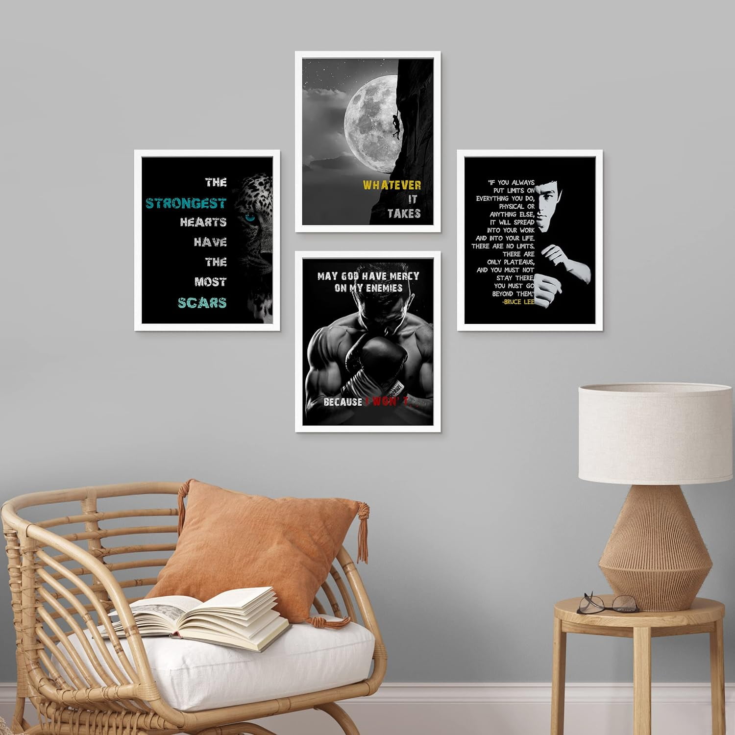 PixonSign Framed Wall Art, Cooler Moon Boxing Inspirational Posters