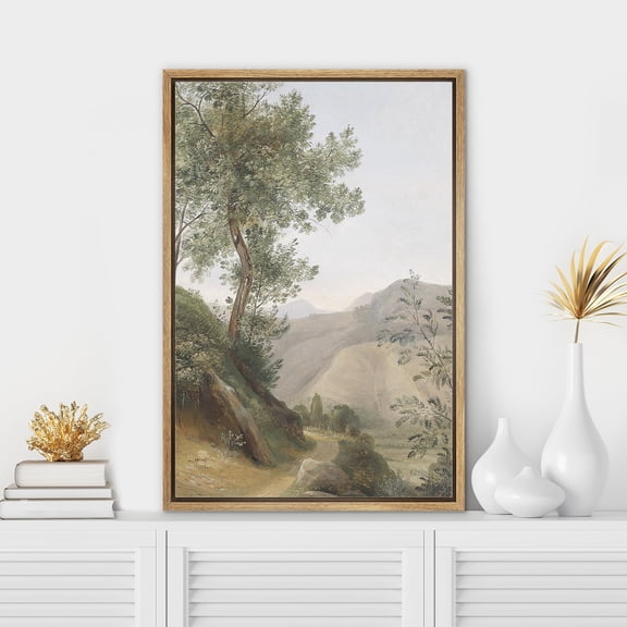 PixonSign Framed Wall Art Country Trees Near Mountain Valley Floral/Botanical Nature Wilderness Artwork Rustic Oil Paintings Modern Scenery Canvas Prints Colorful for Rooms - 24"x36" Natural