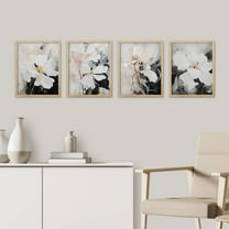 PixonSign Framed Wall Art Elegant Magnolia Prints, Set of 4 Watercolor Soft Floral Paintings, Nature Wilderness Wall Décor, Vintage Retro Adhesive Canvas Posters for Bedroom - 11"x14" Natural