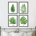 thumbnail image 1 of PixonSign Framed Wall Art Emerald Green Jungle Plants Print, Set of 4 Nature Wilderness Wall Decor Prints, Adhesive Canvas Poster, Modern Leaves Artwork for Bedroom, Office - 11"x14" Black, 1 of 5