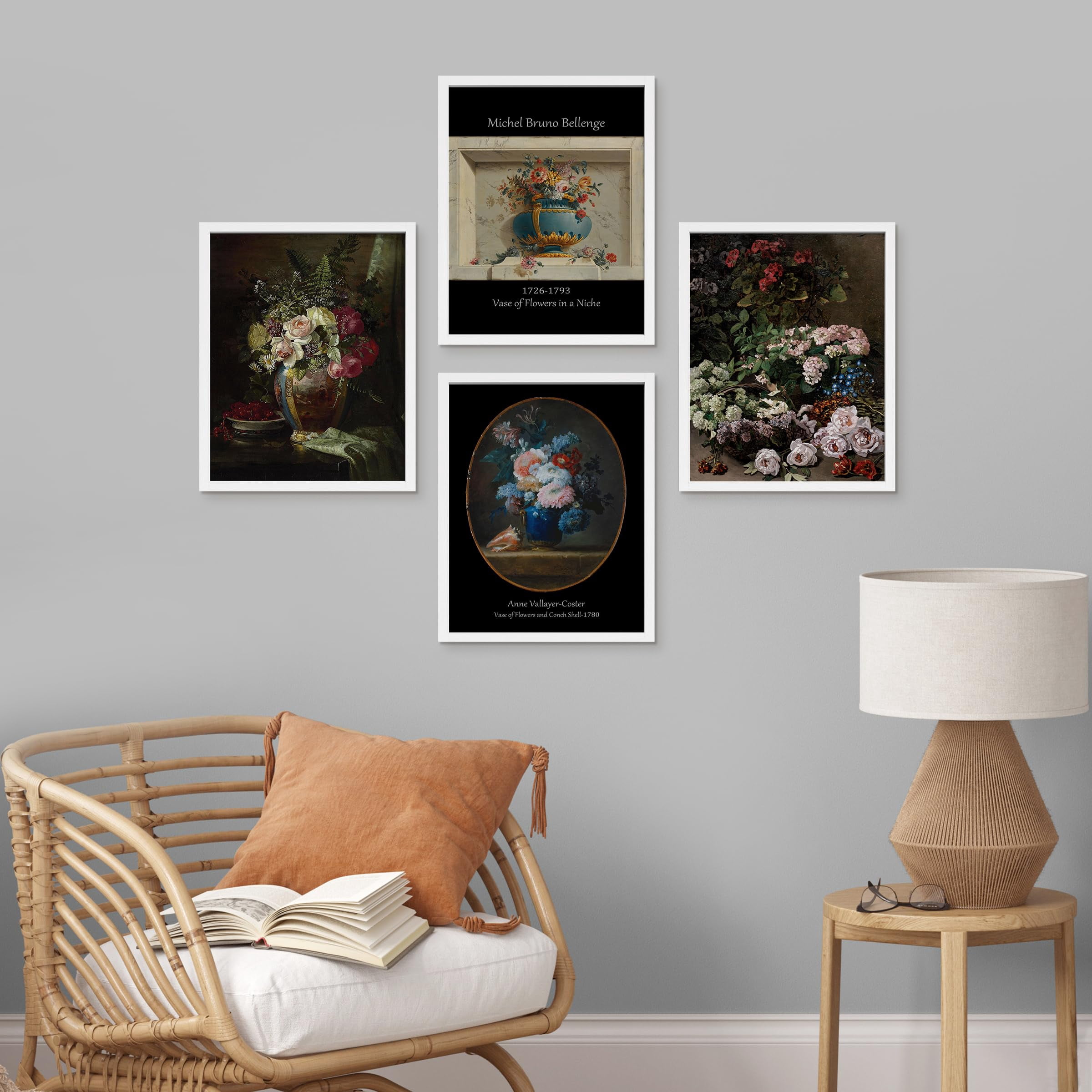 PixonSign Framed Wall Art Flower Bouquet Variety Posters, Set of 4 ...