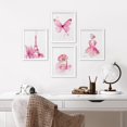 thumbnail image 1 of PixonSign Framed Wall Art France Eiffel Tower Butterfly Ballerina Perfume Posters, Set of 4 Preppy Room Wall Decor Pink Girls Fashion Minimalism Canvas Prints for Home Decor - 8"x10" White, 1 of 5