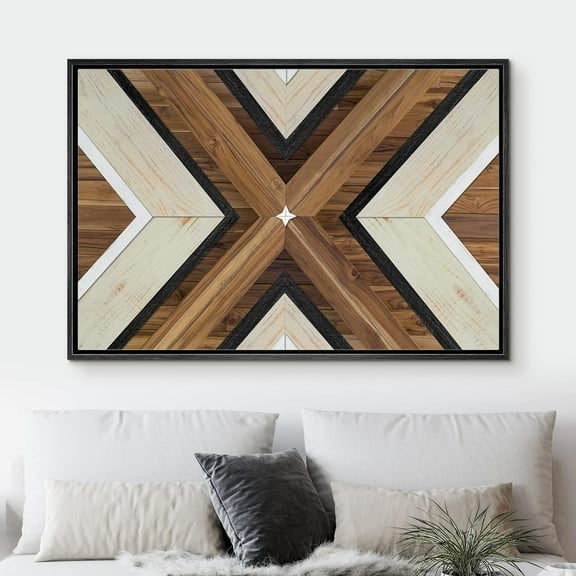PixonSign Framed Wall Art Geometric Brown Wood Polygons Abstract Nature Wilderness Modern Art Country/Farmhouse Rustic Multicolor Canvas Prints Fine Art for Bedroom, Office -