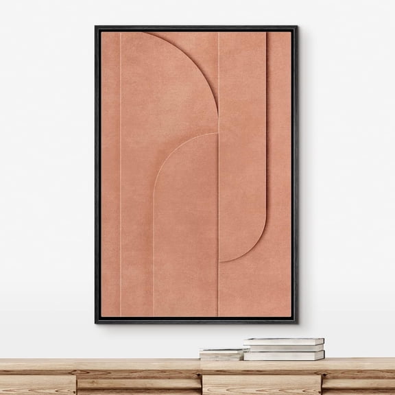 PixonSign Framed Wall Art Geometric Mid-Century Orange Polygon Collage Abstract Shape Paintings Minimalism Modern Art Decor Contemporary Canvas Prints Fine Art for Rooms - 16"x24" Black