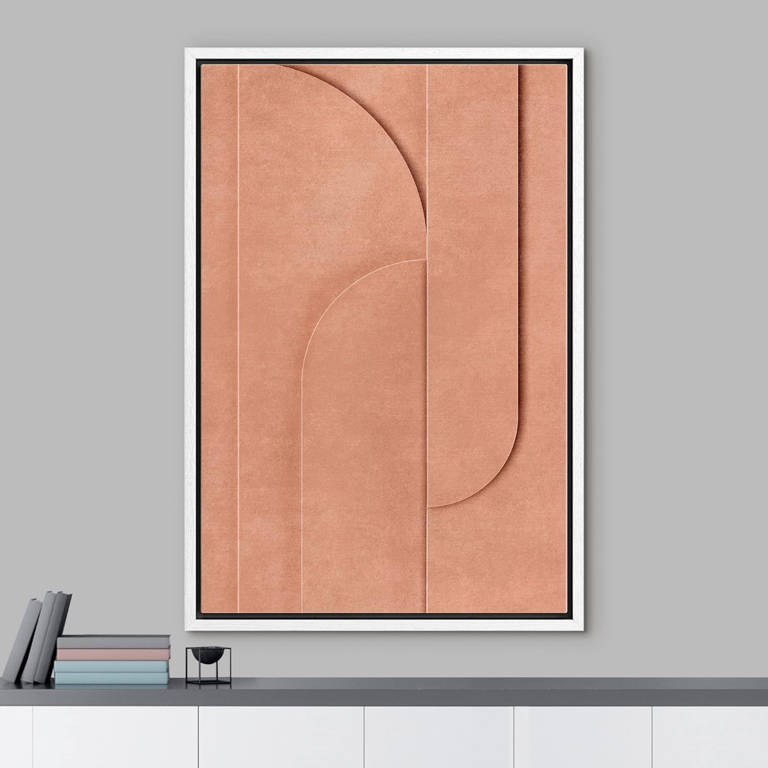 PixonSign Framed Wall Art Geometric MidCentury Orange Polygon Collage