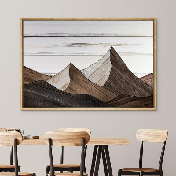 PixonSign Framed Wall Art Geometric Wood Panel Mountain Landscape Nature Wilderness Modern Art Country/Farmhouse Rustic Multicolor Canvas Prints Fine Art for Bedroom, Office -