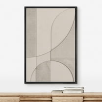 PixonSign Framed Wall Art Gray & White Geometric Mid-Century Collage Abstract Shape Paintings Minimalism Modern Art Decor Contemporary Canvas Prints Fine Art for Rooms - 16"x24" Black