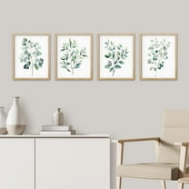 PixonSign Framed Wall Art Green Leaves Plants Floral Botanical Posters, Set of 4 Nature Wilderness Country/Farmhouse Canvas Prints, Rustic Cozy Zen Wall Décor for Home Decor - 11"x14" Natural
