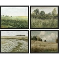 thumbnail image 1 of PixonSign Framed Wall Art Green Meadow Countryside Fields Landscapes Prints, Set of 4 Nature Wilderness Paintings, Minimalism Wall Décor, Adhesive Canvas Poster for Home Decor - 8"x10" Black, 1 of 5