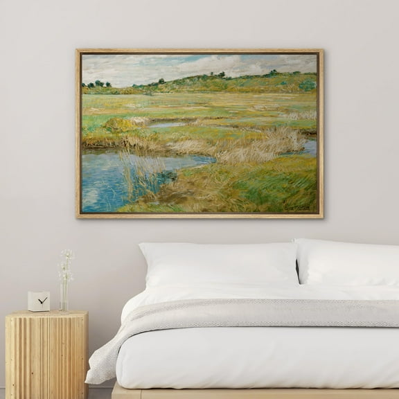 PixonSign Framed Wall Art Green Spring Pond Landscape Floral/Botanical Nature Wilderness Artwork Field Oil Paintings Modern Scenery Canvas Prints Colorful for Rooms - 24"x36" Natural