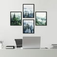 thumbnail image 1 of PixonSign Framed Wall Art Green & Teal Watercolor Forest Posters, Set of 4 Pastel Pine Trees Nature Wilderness Illustrations Wall Decor, Adhesive Canvas Prints for Home Decor - 12"x16" Black, 1 of 1