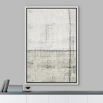 PixonSign Framed Wall Art Grunge White Tan Geometric Grid Pattern Abstract Paintings Minimalism Modern Art Decorative Contemporary Canvas Prints Fine Art for Rooms - 24"x36"x3 White