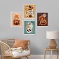 thumbnail image 1 of PixonSign Framed Wall Art Halloween Celebrations Holidays Posters, Set of 4 Cute Ghost Jack O' Lantern Candy Cartoon Illustrations Wall Decor, Adhesive Canvas Prints for Home Decor - 11"x14" White, 1 of 5