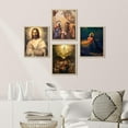thumbnail image 1 of PixonSign Framed Wall Art Inspirational Christian Themed Illustrations Posters, Set of 4 Renaissance Fine Art Vintage Canvas Prints, Cozy Zen Wall Décor for Home Decor - 11"x14" Natural, 1 of 5