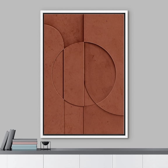 PixonSign Framed Wall Art Mid-Century Dark Brown Geometric Polygons Abstract Shape Paintings Minimalism Modern Art Decor Contemporary Canvas Prints Fine Art for Rooms - 16"x24" White
