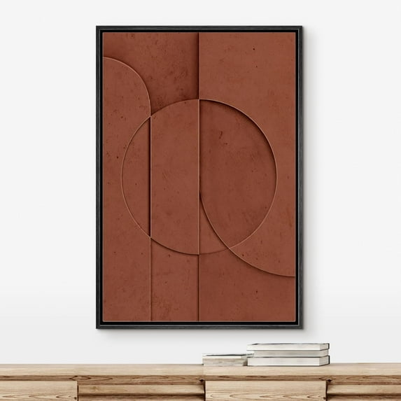 PixonSign Framed Wall Art Mid-Century Dark Brown Geometric Polygons Abstract Shape Paintings Minimalism Modern Art Decor Contemporary Canvas Prints Fine Art for Rooms - 24"x36" Black