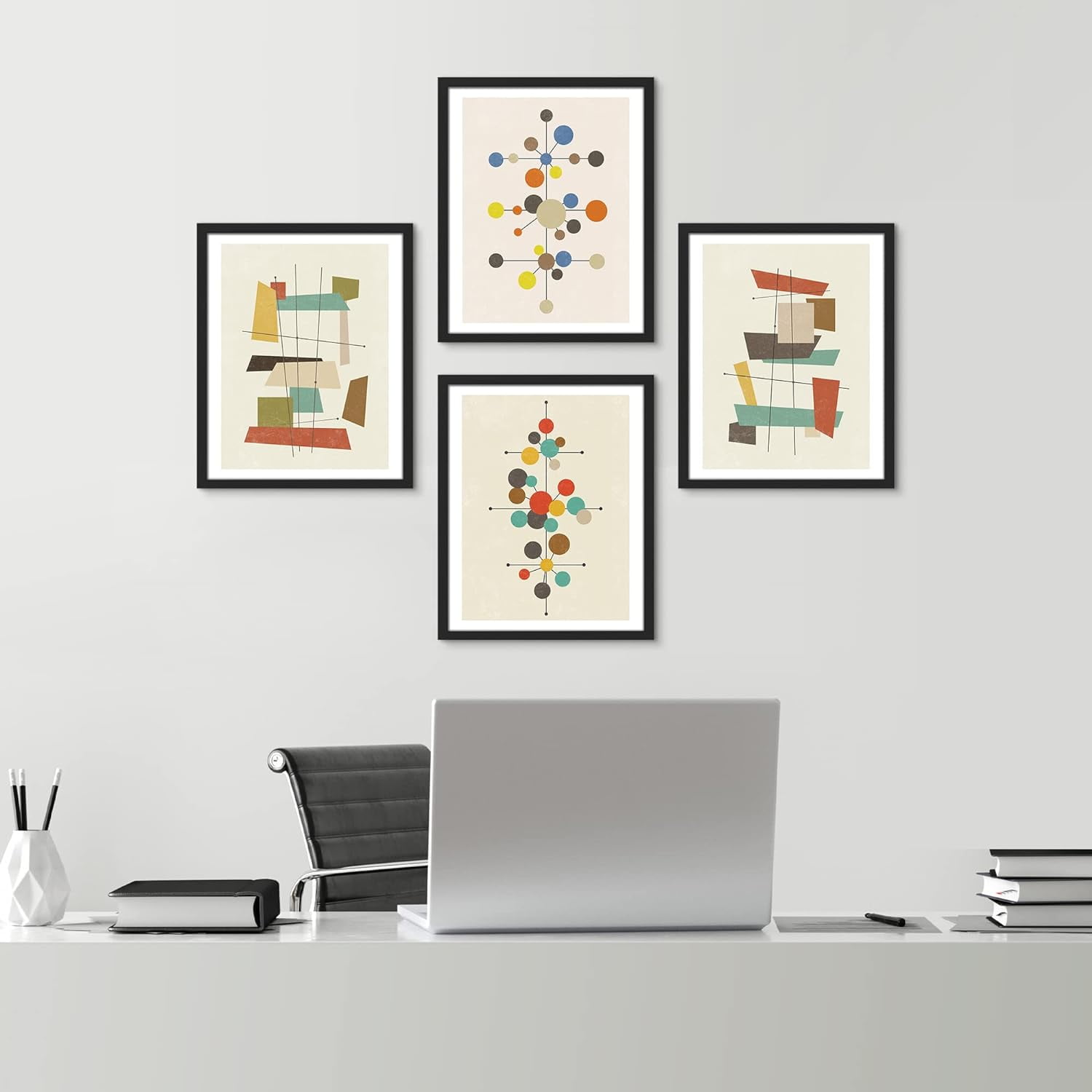 PixonSign Framed Wall Art, Mid-Century Modern 1960s Vintage