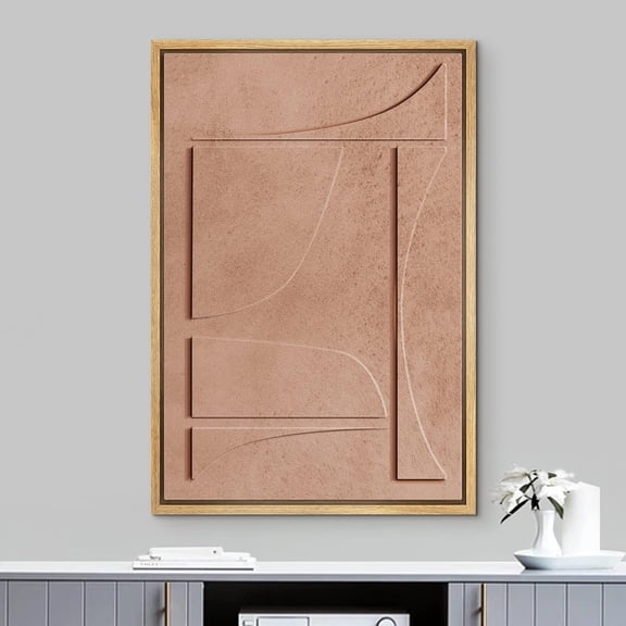 PixonSign Framed Wall Art Mid-Century Tan Geometry Polygon Collage Abstract Geometric Paintings Minimalism Modern Art Decor Contemporary Canvas Prints Fine Art for Rooms - 24"x36" Natural