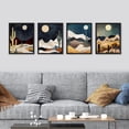 thumbnail image 1 of PixonSign Framed Wall Art Midnight Moon Cactus Desert Dune Prints, Set of 4 Minimalism Digital Art Paintings, Colorful Modern Wall Décor, Adhesive Canvas Posters for Home Decor - 12"x16" Black, 1 of 5