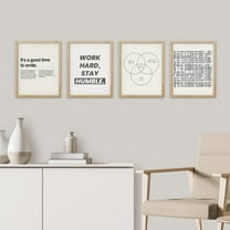 PixonSign Framed Wall Art Minimalist Saying Inspirational Prints, Set of 4 Posters, Boy's Bedroom Illustration Wall Decor, Multicolor Contemporary Wall Décor for Bedroom, Office - 8"x10" Natural
