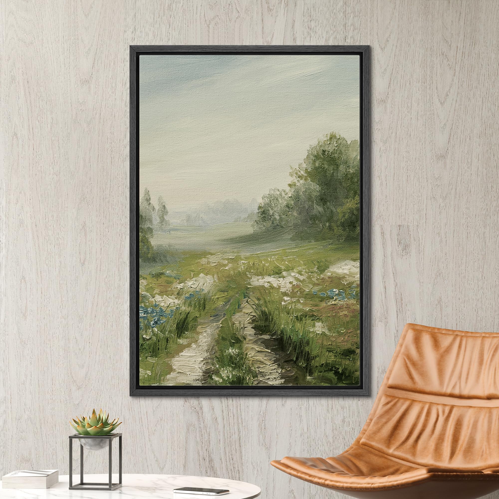 PixonSign Framed Wall Art Misty Pastel Country Flower Field Floral ...