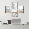 thumbnail image 1 of PixonSign Framed Wall Art, Ocean Sea Wave Horizon Posters, Set of 4 White Beach Grass Cloudy Landscape Prints, Colorful Wall Decor, Nature Wilderness Modern Wall Décor for Home - 12"x16" Black, 1 of 5