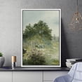 thumbnail image 1 of PixonSign Framed Wall Art Pastel Green Forest Field Clearing Floral/Botanical Nature Artwork Rustic Plant Oil Paintings Modern Scenery Canvas Prints Contemporary for Rooms - 16"x24" White, 1 of 5