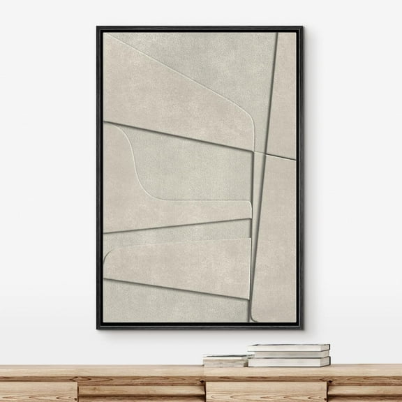 PixonSign Framed Wall Art Pastel Off-White Geometry Polygon Collage Abstract Geometric Paintings Minimalism Modern Art Decor Contemporary Canvas Prints Fine Art for Rooms - 16"x24" Black