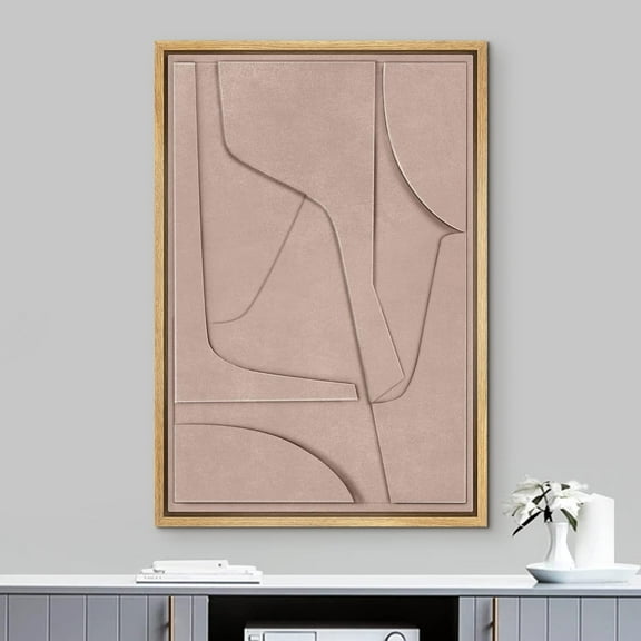 PixonSign Framed Wall Art Pastel Tan Geometry Polygon Collage Mosaic Abstract Geometric Paintings Minimalism Modern Art Decor Contemporary Canvas Prints Fine Art for Rooms - 24"x36" Natural