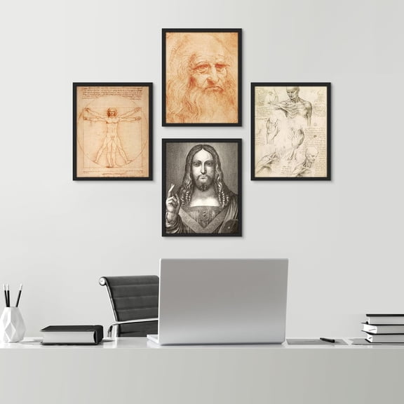 PixonSign Framed Wall Art Paul Gauguin Tahitian Women Collection Posters, Set of 4 Post-Impressionist Portraits Illustrations Wall Decor, Adhesive Canvas Prints for Home Decor - 8"x10" Black
