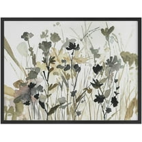 PixonSign Framed Wall Art Print Pastel Watercolor Almond Cherry Blossom Lily Flowers Nature Wilderness Illustrations Realism Rustic Landscape Colorful for Living Room, Bedroom, Office - 12"x16" BLACK