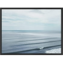 PixonSign Framed Wall Art Print Rising Sea Waves Meet The Shore Coastal Ocean Photography Realism Modern Landscape Relax/Calm Multicolor Cool for Living Room, Bedroom, Office - 12"x16" BLACK
