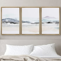 PixonSign Framed Wall Art Print Set Abstract Gray Watercolor Landscape Geometric Shapes Illustrations Modern Art Farmhouse/Country Scenic Fun for Living Room, Bedroom, Office - 24"x36"x3 Natural