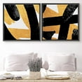 thumbnail image 1 of PixonSign Framed Wall Art Print Set Black & Gold Brushstroke Array Abstract Shapes Digital Art Modern Art Chic Colorful Multicolor Ultra for Living Room, Bedroom, Office - 16"x16"x2 Black, 1 of 5
