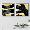 thumbnail image 1 of PixonSign Framed Wall Art Print Set Black and Gold Lines on White Background Abstract Shapes Digital Art Modern Art Chic Colorful Multicolor Ultra for Living Room, Bedroom, Office - 16"x16"x2 White, 1 of 5