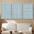 thumbnail image 1 of PixonSign Framed Wall Art Print Set Blue & White Square Line Pattern Abstract Shapes Illustrations Modern Art Chic Relax/Calm Multicolor Pastel for Living Room, Bedroom, Office - 24"x36"x3 White, 1 of 5