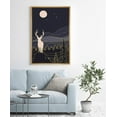 thumbnail image 1 of PixonSign Framed Wall Art Print Set Deer in The Golden Blue Night Forest Animals Wilderness Illustrations Modern Art Farmhouse/Country Colorful Dark for Living Room, Bedroom, Office - 24"x36" Natural, 1 of 5