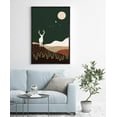 thumbnail image 1 of PixonSign Framed Wall Art Print Set Deer and Stars in The Night Forest Animals Wilderness Illustrations Modern Art Farmhouse/Country Colorful Dark for Living Room, Bedroom, Office - 24"x36" Black, 1 of 5