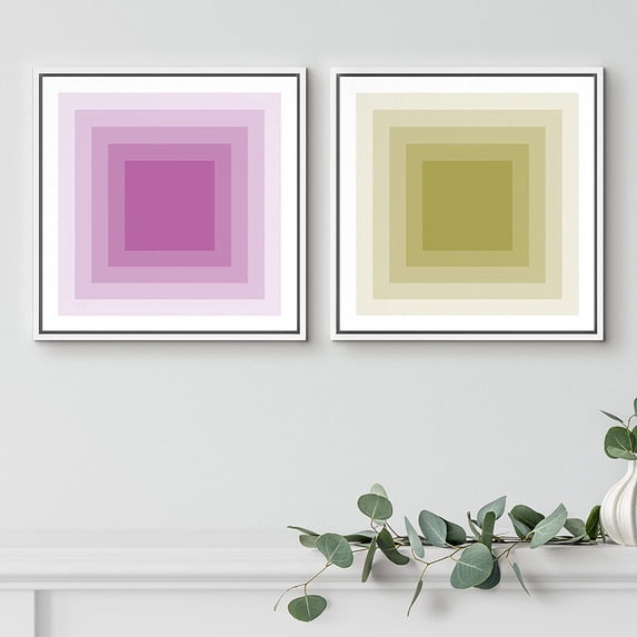 PixonSign Framed Wall Art Print Set Geometric Black and Gold Lines Abstract Shapes Digital Art Modern Art Chic Colorful Multicolor Ultra for Living Room, Bedroom, Office - 24"x24"x2 White