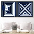 thumbnail image 1 of PixonSign Framed Wall Art Print Set Geometric Blue and Orange Maze Pattern Abstract Shapes Digital Art Modern Art Chic Colorful Multicolor Ultra for Living Room, Bedroom, Office - 24"x24"x2 Black, 1 of 5