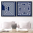 thumbnail image 1 of PixonSign Framed Wall Art Print Set Geometric Blue and Orange Maze Pattern Abstract Shapes Digital Art Modern Art Chic Colorful Multicolor Ultra for Living Room, Bedroom, Office - 16"x16"x2 Black, 1 of 5