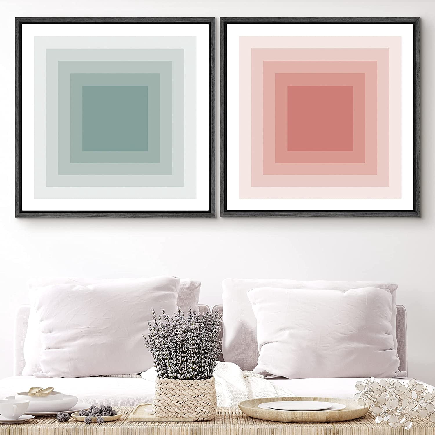 PixonSign Framed Wall Art Print Set Geometric Dot and Black Lines ...
