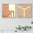 thumbnail image 1 of PixonSign Framed Wall Art Print Set Geometric Orange and Gold Maze Pattern Abstract Shapes Digital Art Modern Art Chic Colorful Multicolor Ultra for Living Room, Bedroom, Office - 24"x24"x2 White, 1 of 5