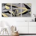 thumbnail image 1 of PixonSign Framed Wall Art Print Set Gold, Gray and Black Stained Glass Geometric Shapes Illustrations Modern Art Chic Dramatic Dark for Living Room, Bedroom, Office - 16"x24"x3 White, 1 of 5