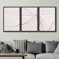thumbnail image 1 of PixonSign Framed Wall Art Print Set Red & White Curved Line Pattern Abstract Shapes Illustrations Modern Art Chic Relax/Calm Multicolor Pastel for Living Room, Bedroom, Office - 16"x24"x3 Black, 1 of 5